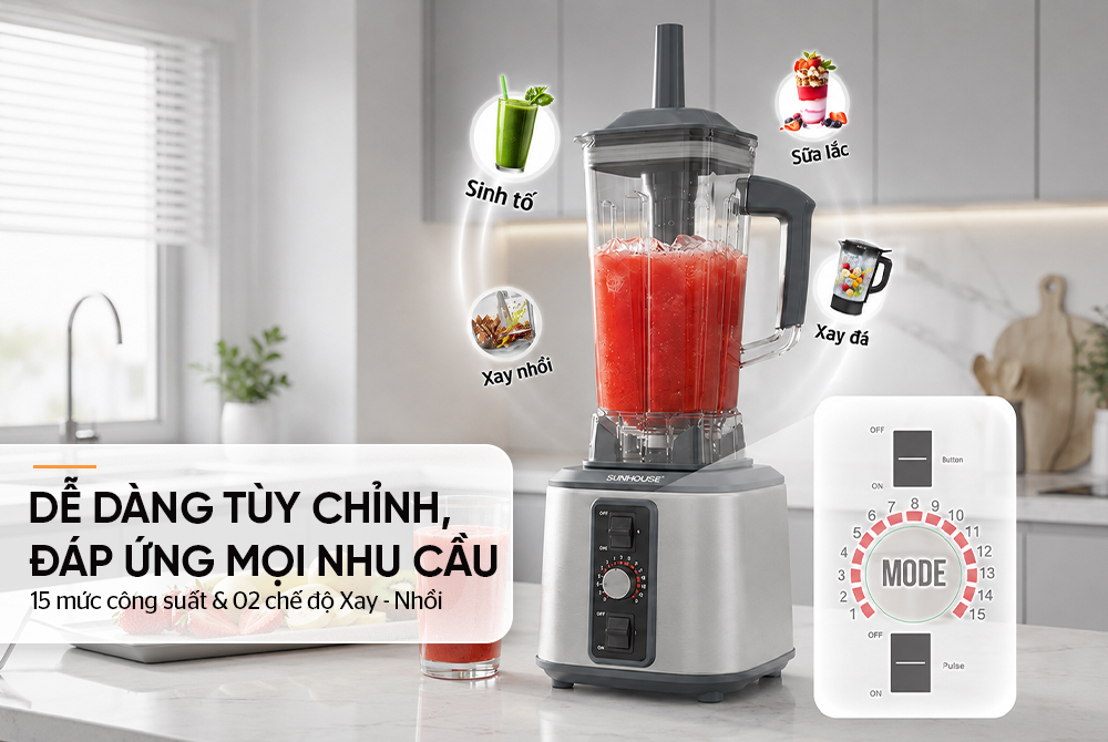 Máy xay sinh tố công nghiệp Sunhouse SHD5381