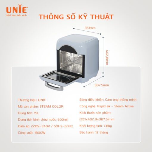 Nồi chiên hơi nước Unie 15L Steam Color