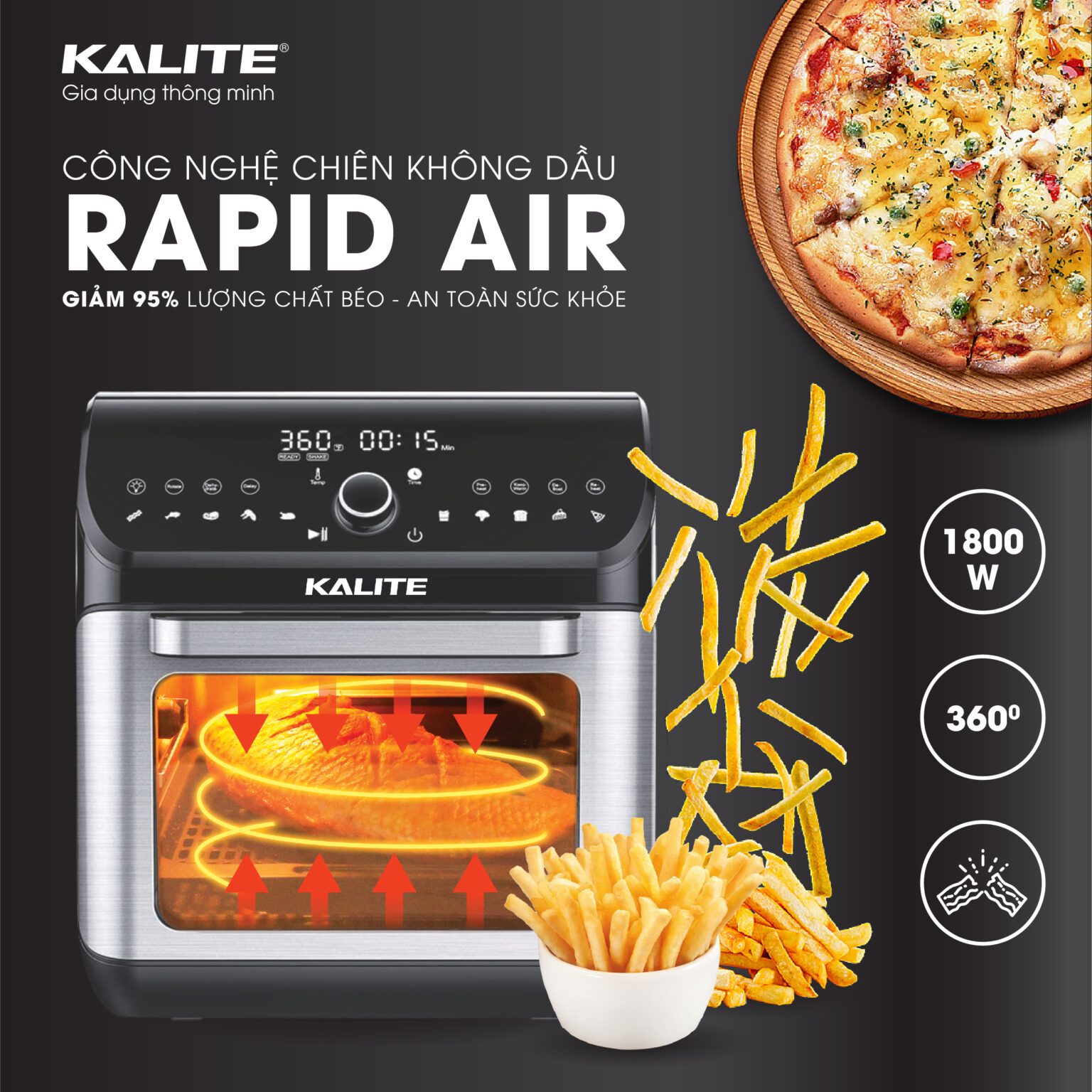 Nồi Chiên Không Dầu Kalite 12L KL-1200