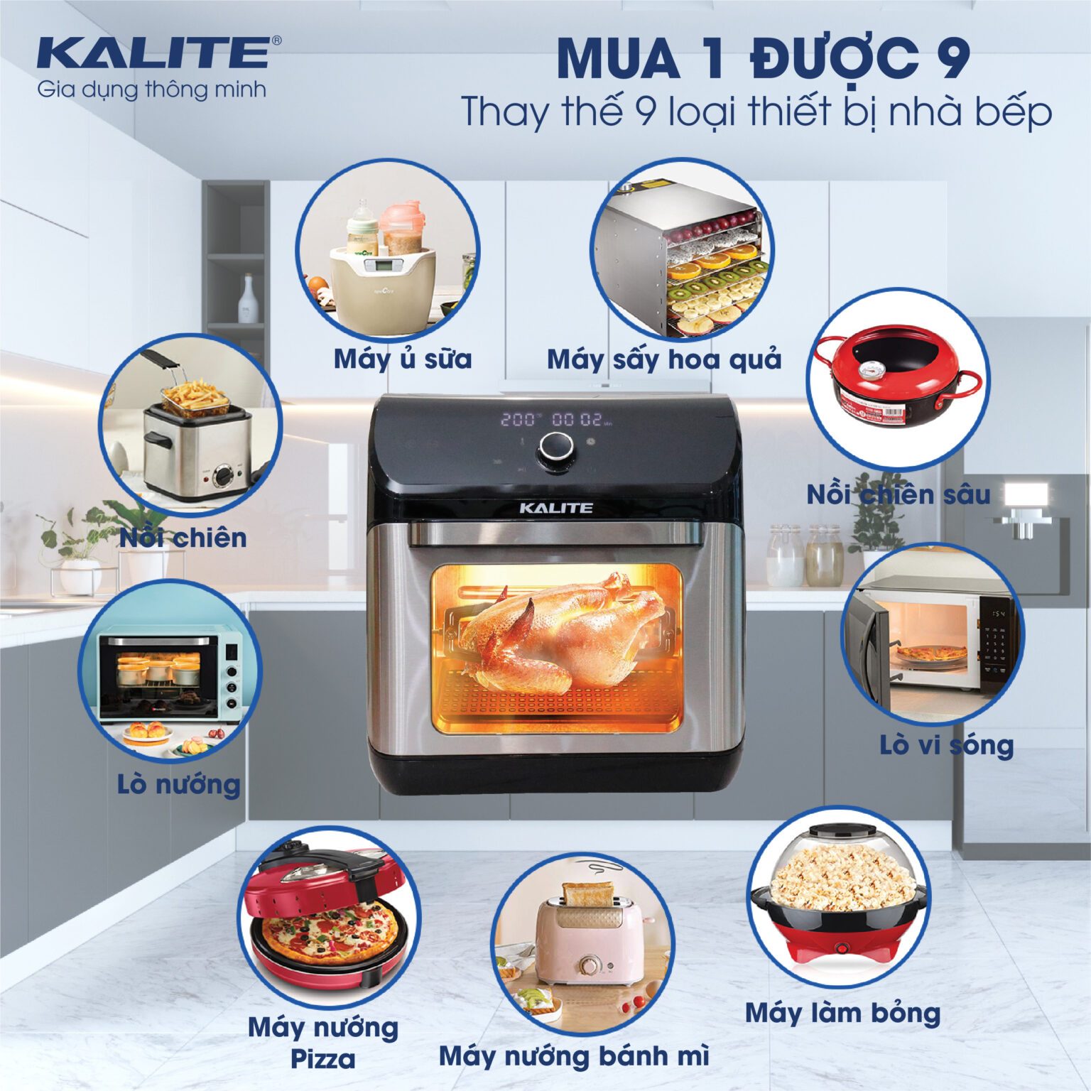 Nồi Chiên Không Dầu Kalite 12L KL-1200