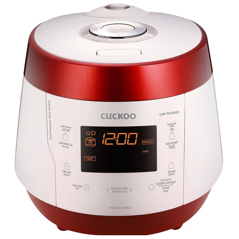Nồi cơm áp suất điện tử 1,8L Cuckoo CRP-PK1000S đỏ trắng-Korean