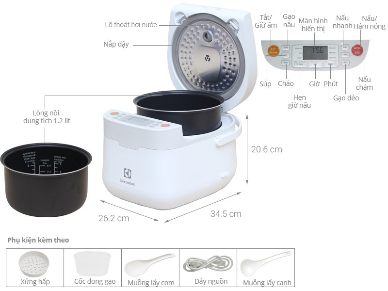 Nồi cơm điên từ Electrolux 1.2L ERC6503W