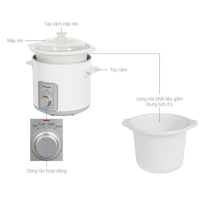Nồi nấu chậm 3L Panasonic NF-N30ASRA-Malay