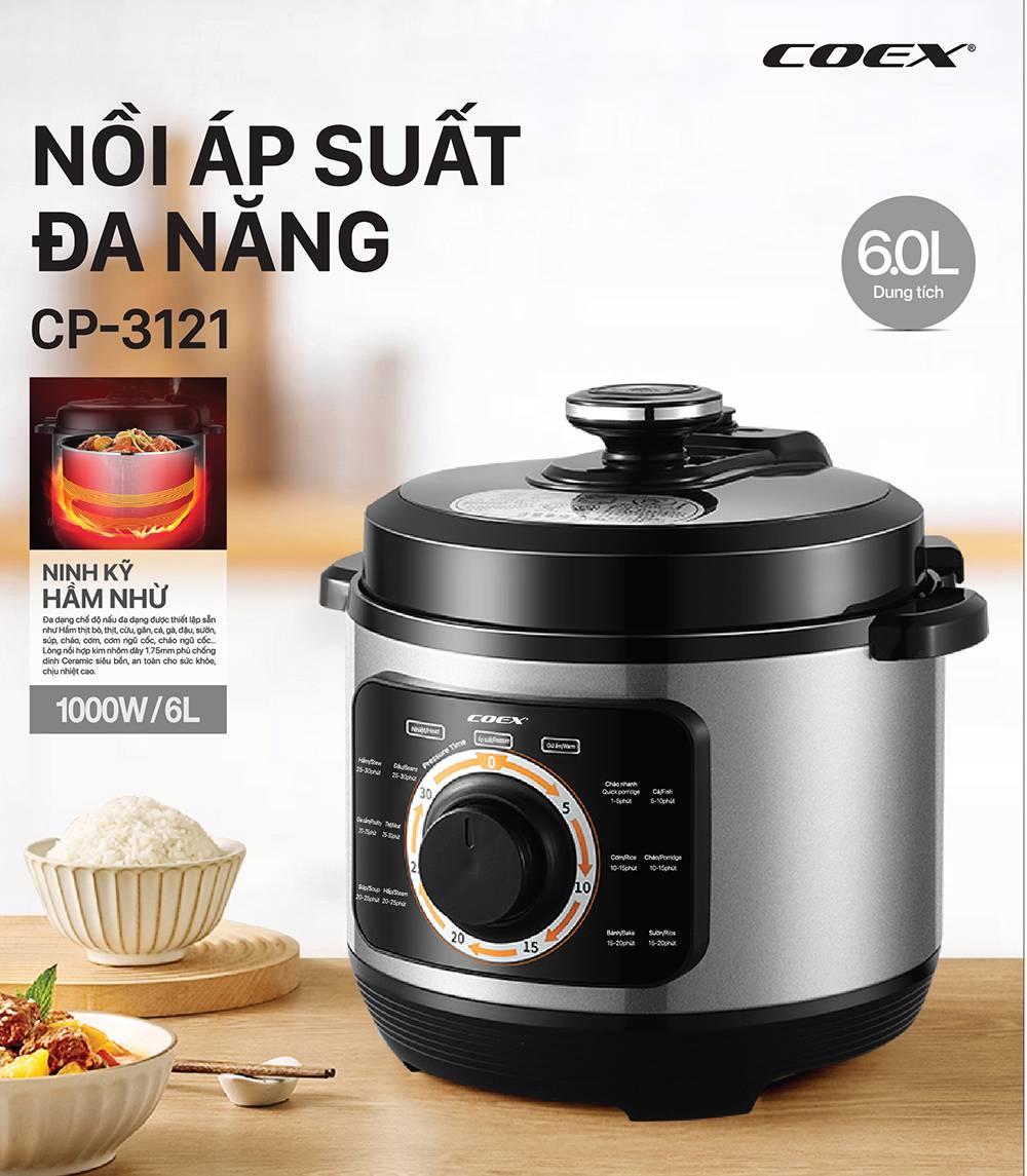 Nồi áp suất đa năng 6L Coex CP-3121