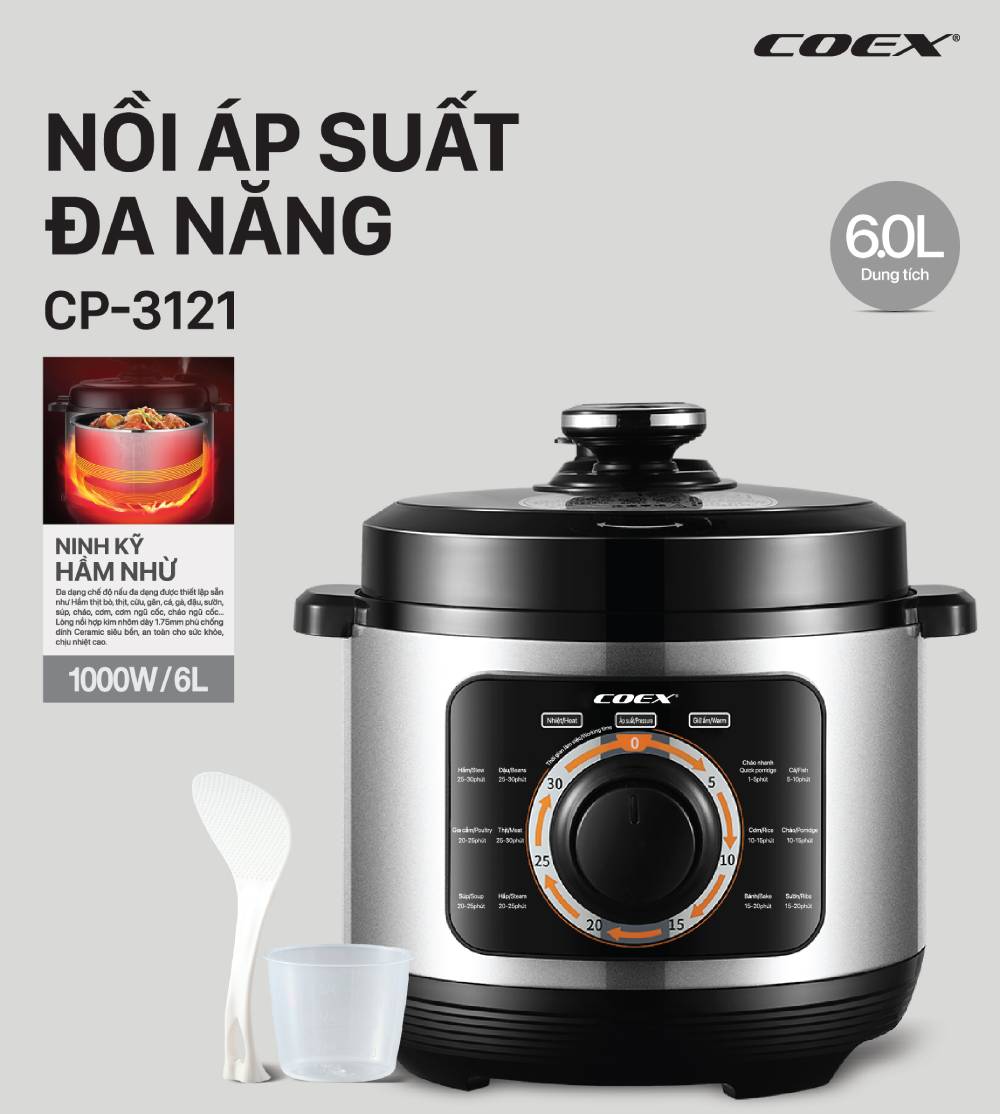 Nồi áp suất đa năng 6L Coex CP-3121