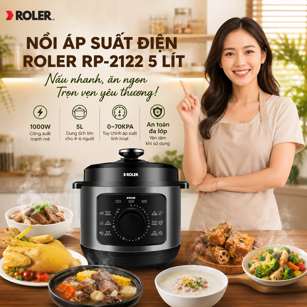 Nồi áp suất điện ROLER RP-2122 5 lít