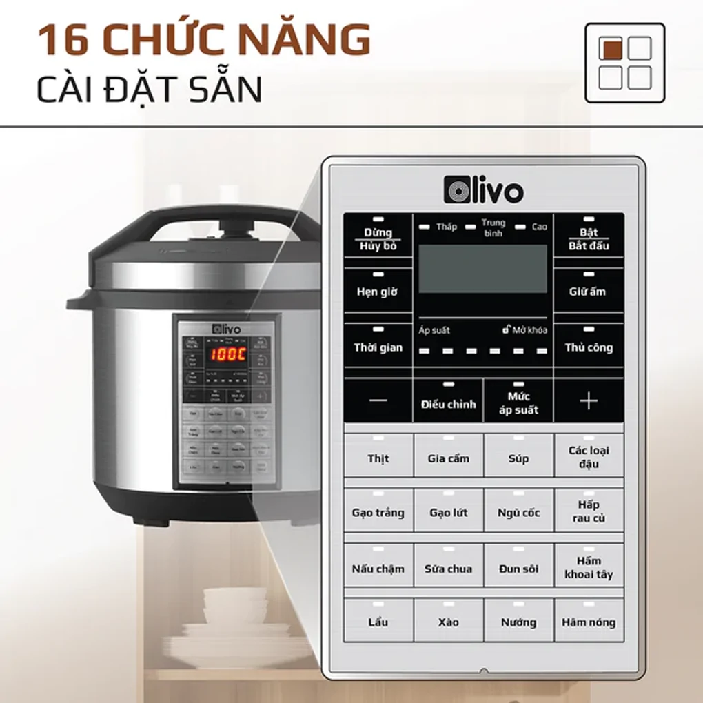 Nồi áp suất điện tử 6L Olivo PC60