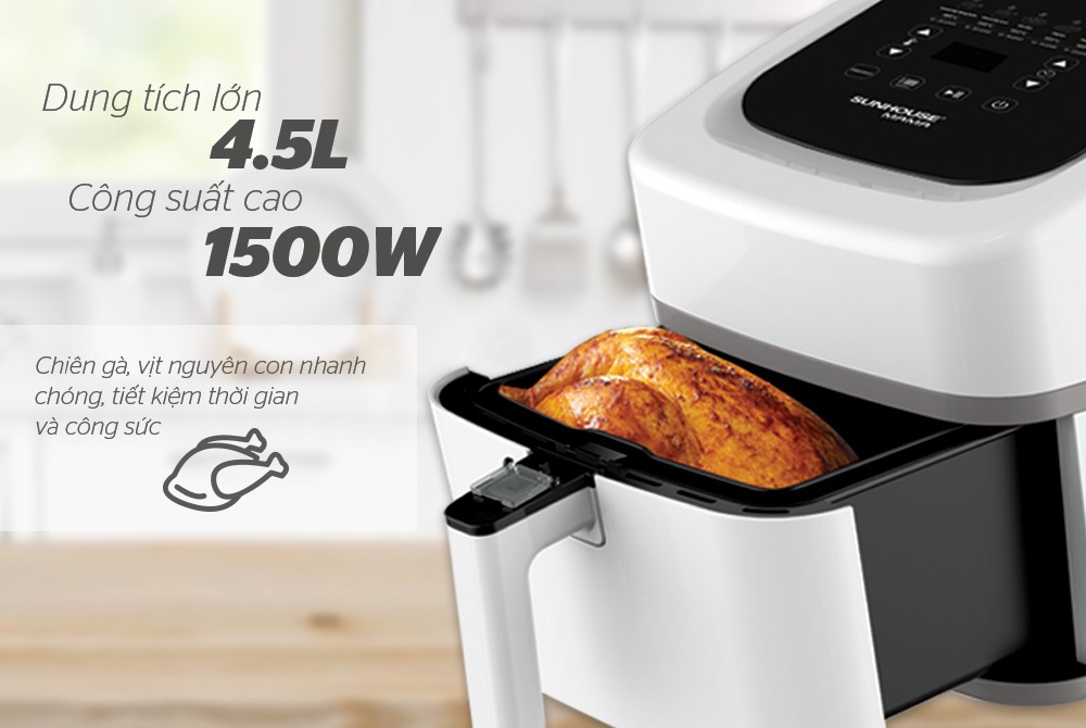 Nồi chiên không dầu 4.5L Sunhouse Mama SHD4086W