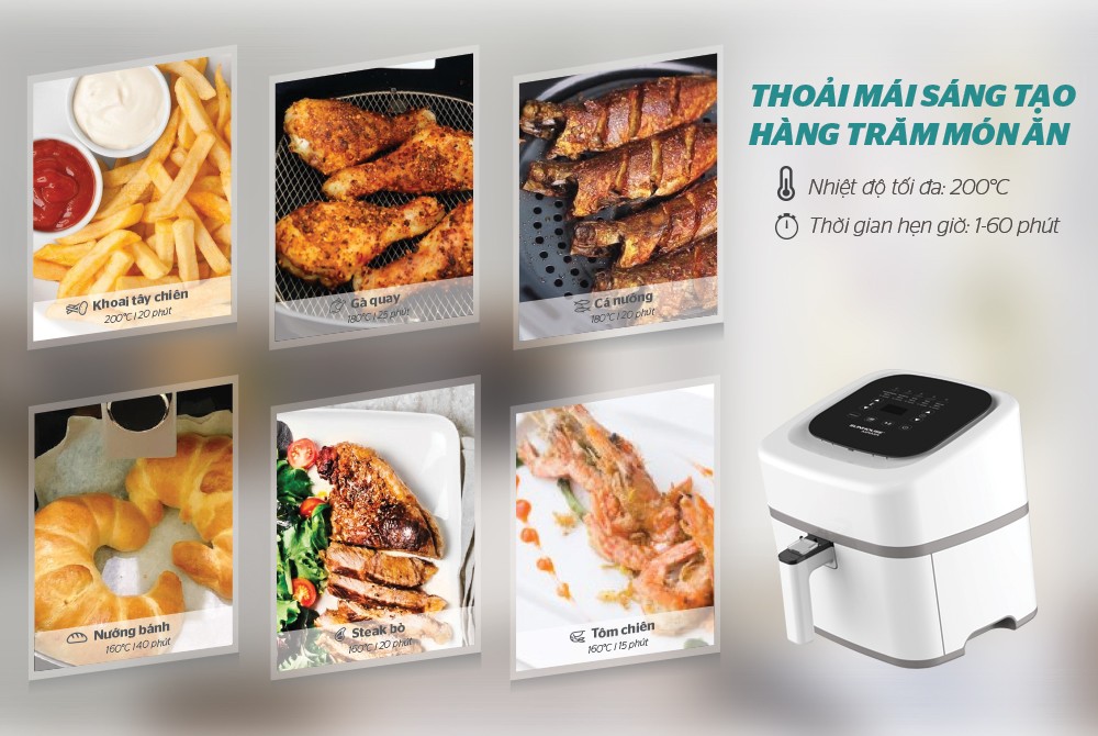 Nồi chiên không dầu 4.5L Sunhouse Mama SHD4086W
