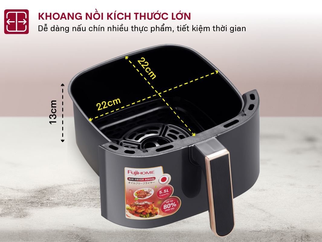 Nồi chiên không dầu 5,5L Fujihome A5GG
