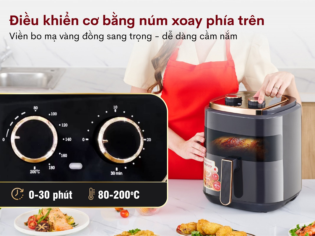 Nồi chiên không dầu 5,5L Fujihome A5GG