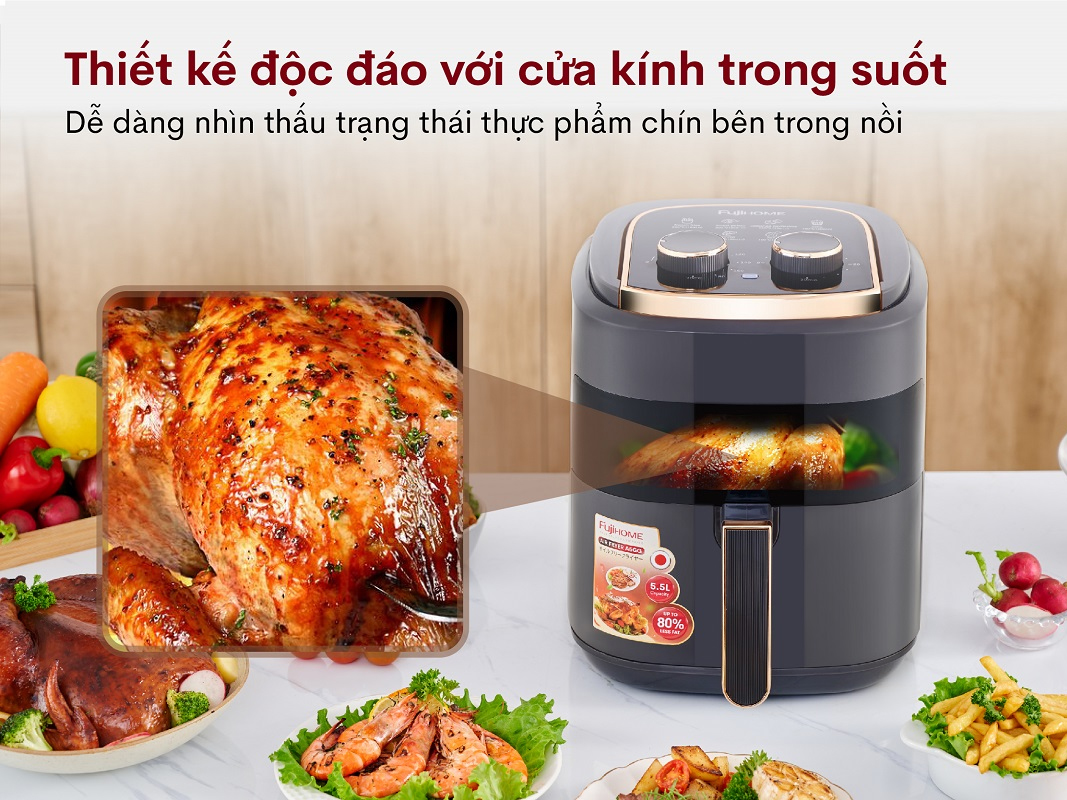 Nồi chiên không dầu 5,5L Fujihome A5GG