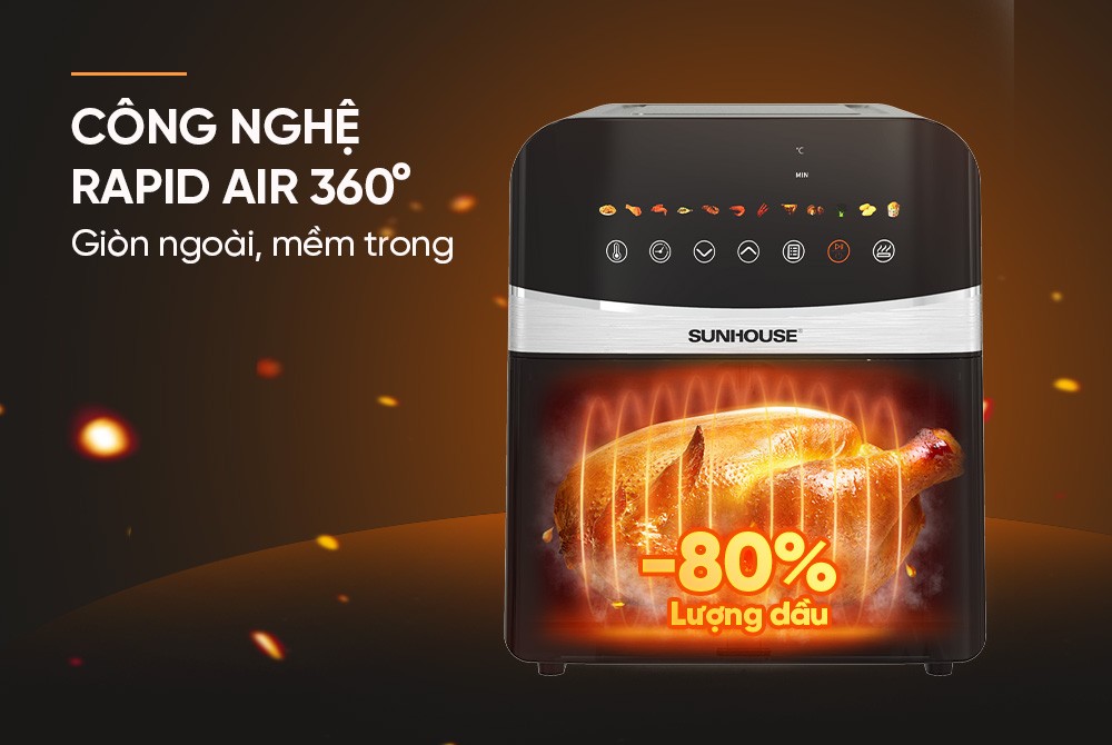 Nồi chiên không dầu điện tử 9L Sunhouse SHD4090