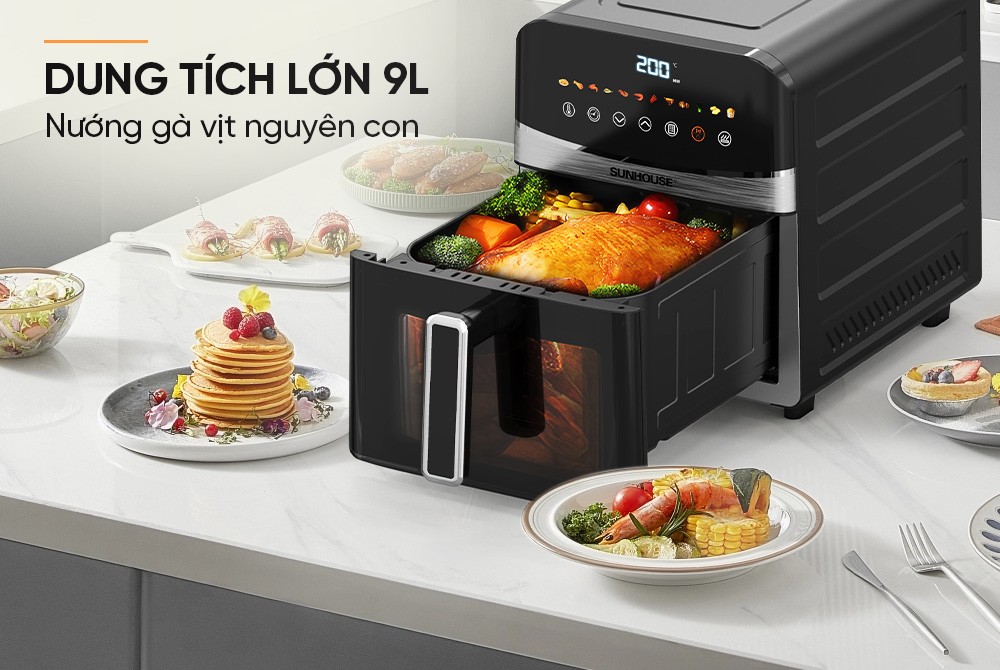 Nồi chiên không dầu điện tử 9L Sunhouse SHD4090