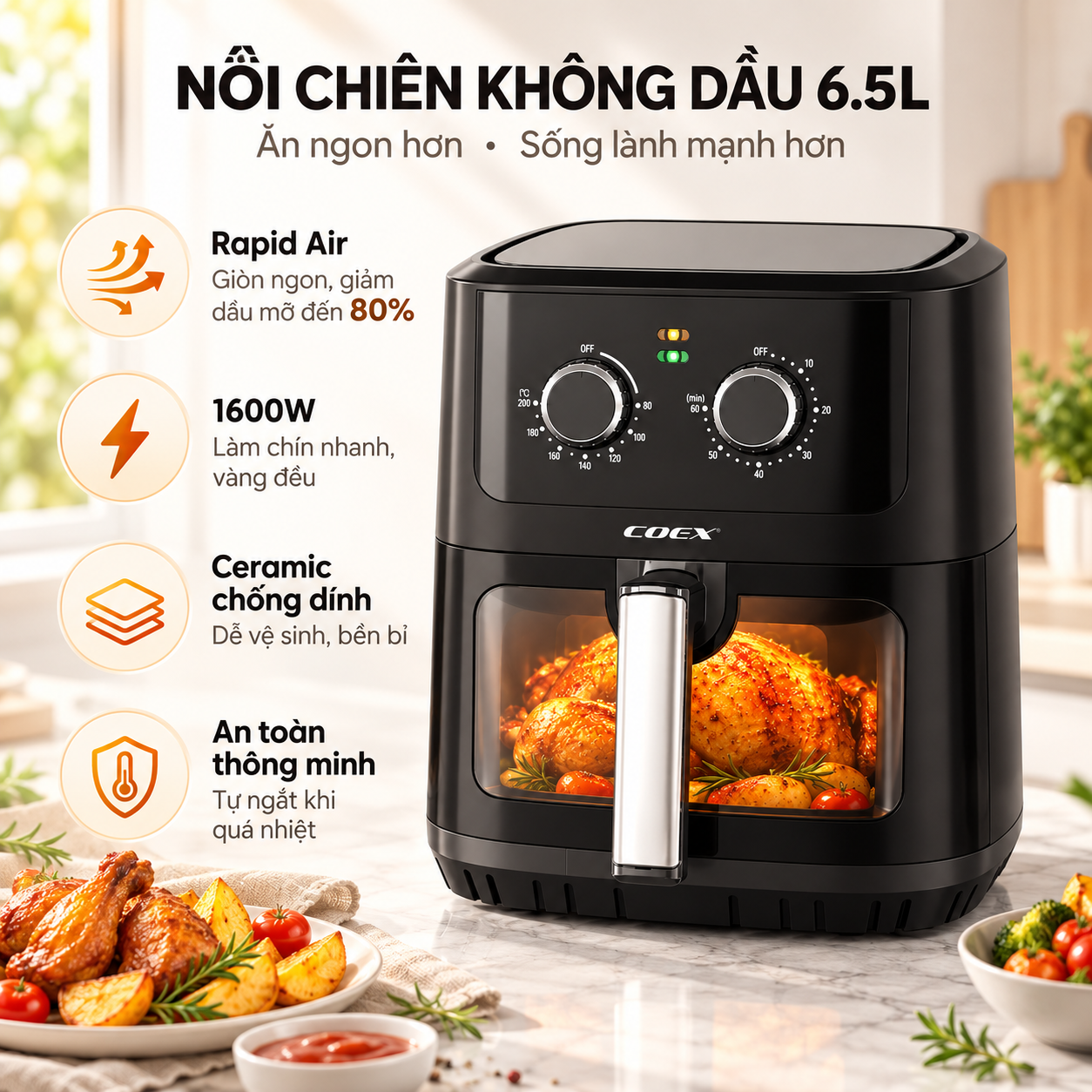 Nồi chiên không dầu Coex 6.5 lít AFC-3230