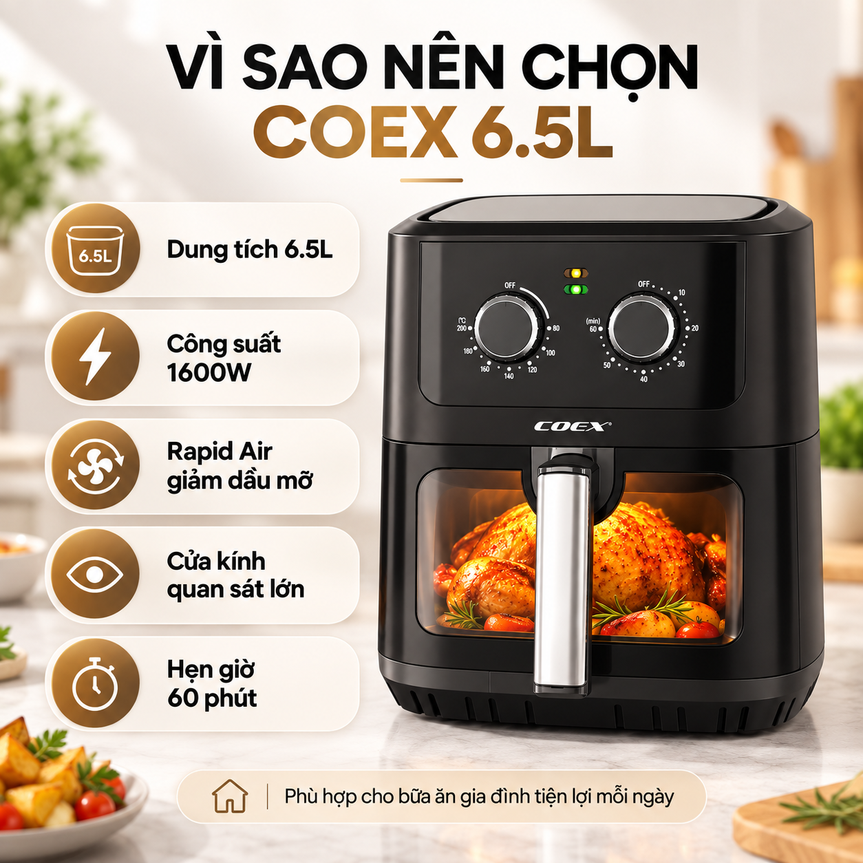 Nồi chiên không dầu Coex 6.5 lít AFC-3230