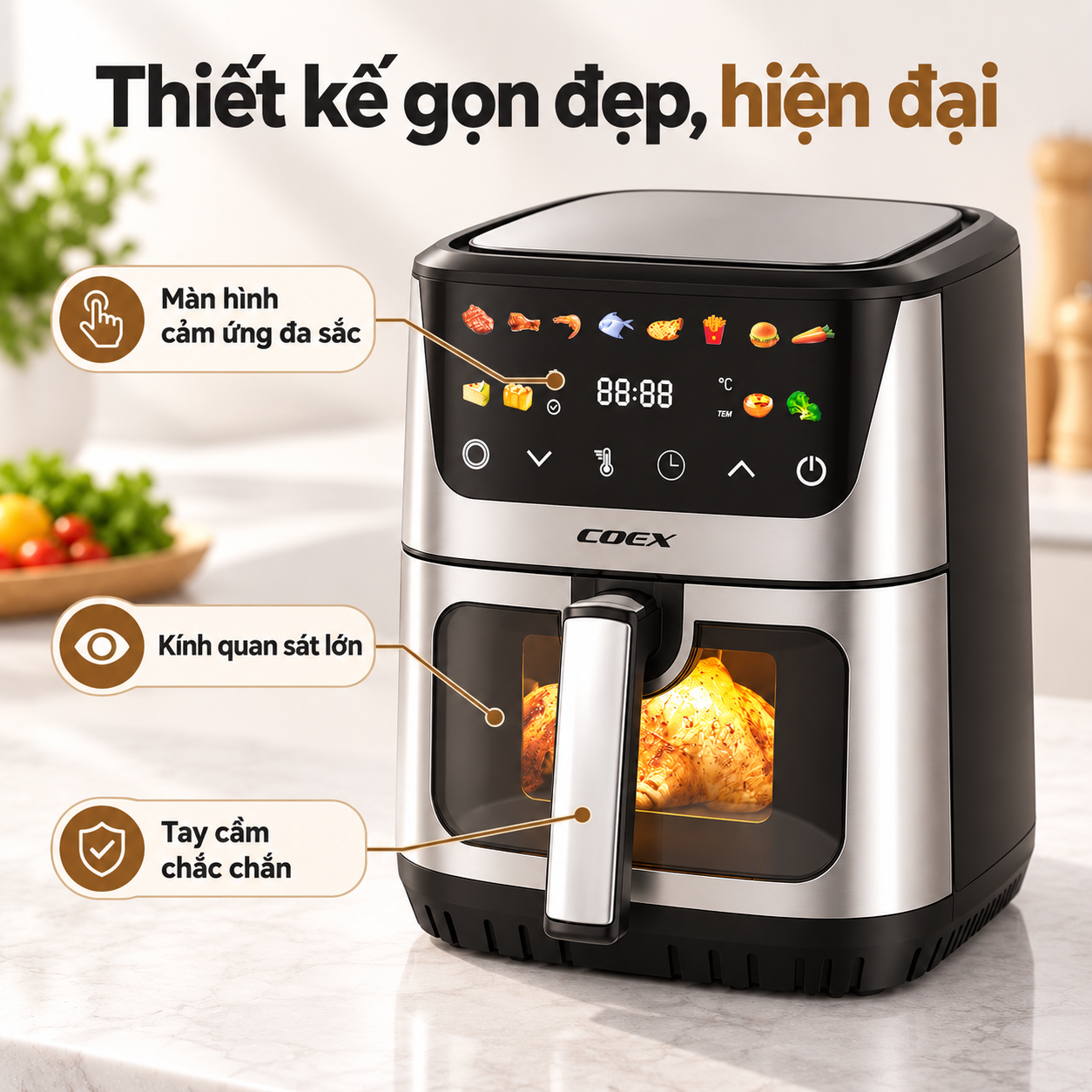 Nồi chiên không dầu điện tử 2 tầng đối lưu Coex 6.5 lít AFC-3130DH