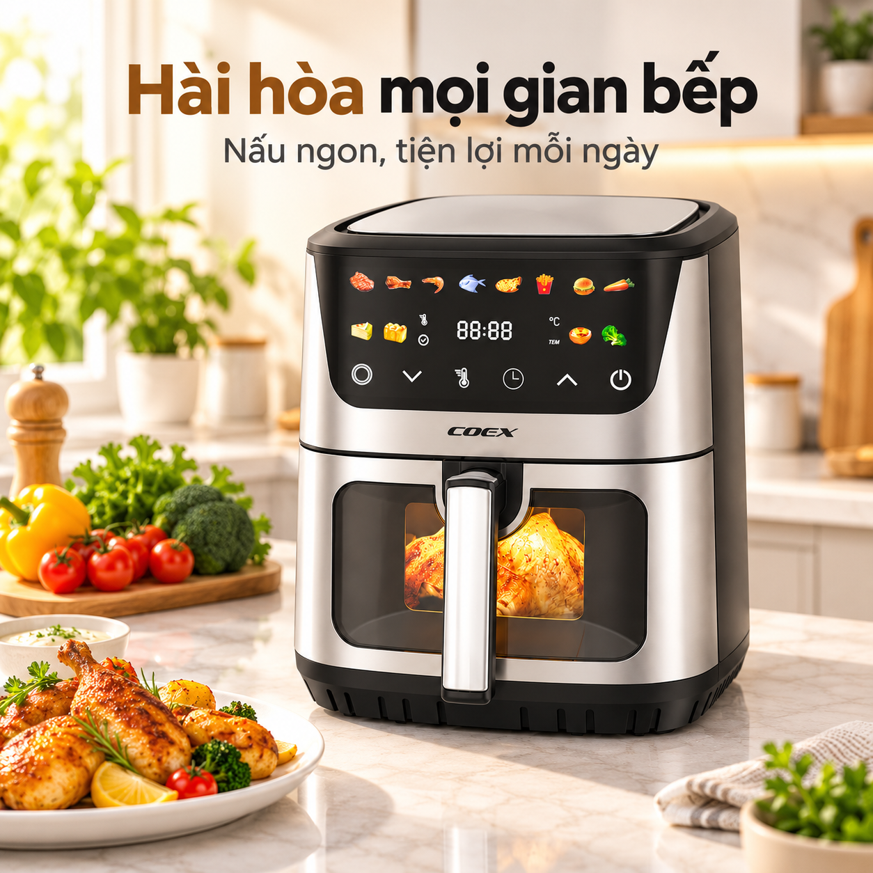 Nồi chiên không dầu điện tử 2 tầng đối lưu Coex 6.5 lít AFC-3130DH