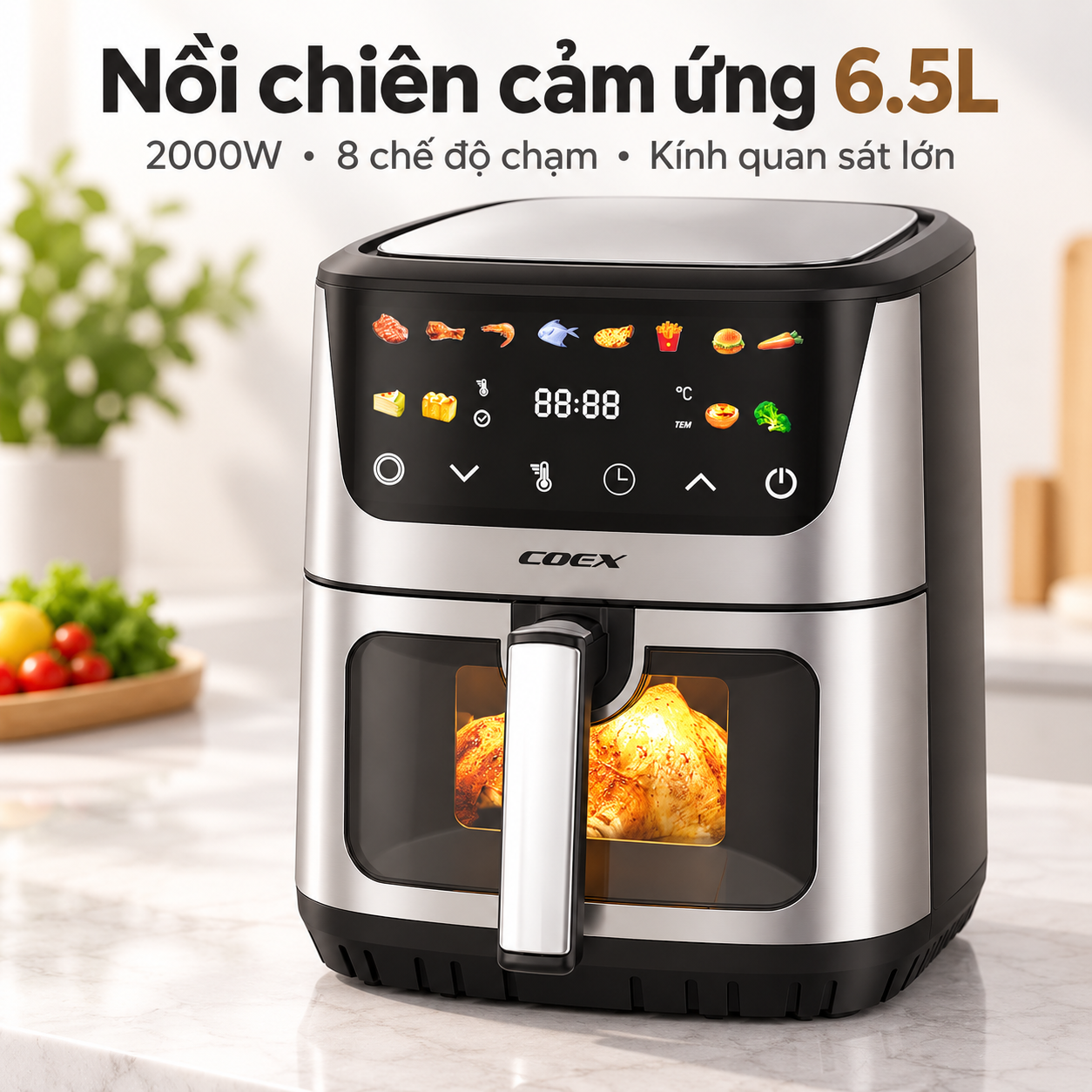 Nồi chiên không dầu điện tử 2 tầng đối lưu Coex 6.5 lít AFC-3130DH