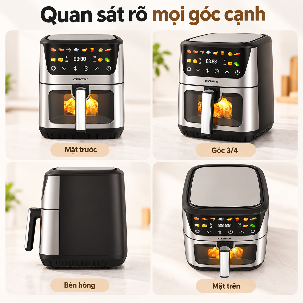 Nồi chiên không dầu điện tử 2 tầng đối lưu Coex 6.5 lít AFC-3130DH