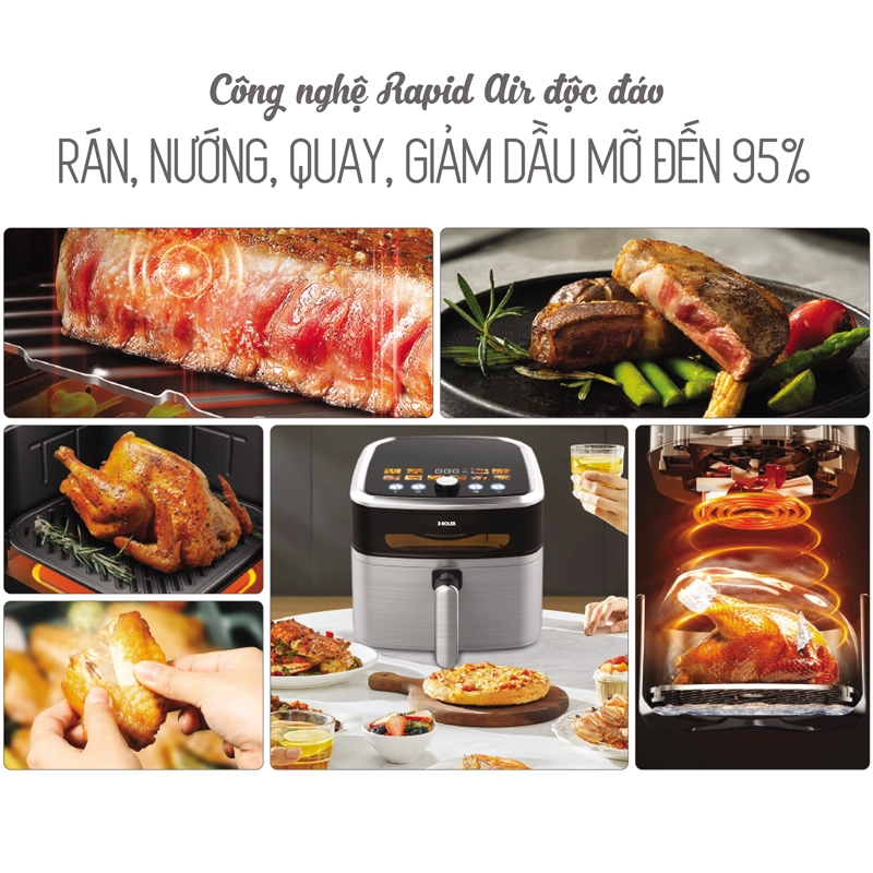 Nồi chiên không dầu điện tử đa chức năng 8.5L Roler RA-3128A