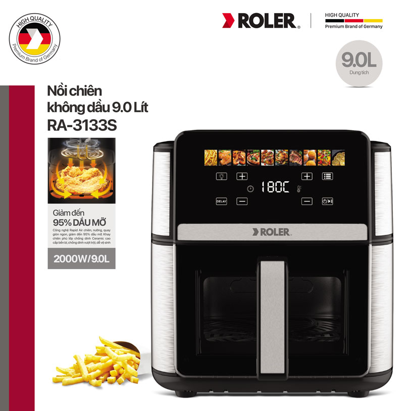 Nồi chiên không dầu điện tử 9L Roler RA-3133S