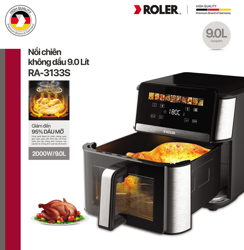 Nồi chiên không dầu điện tử 9L Roler RA-3133S