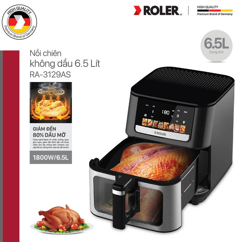 Nồi chiên không dầu điện tử đa chức năng 6.5L Roler RA-3129AS