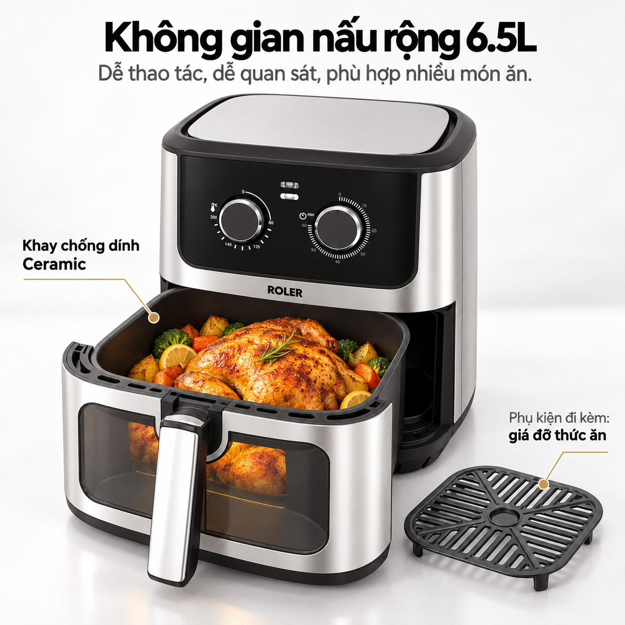 Nồi chiên không dầu Roler 6.5 lít RA-3131