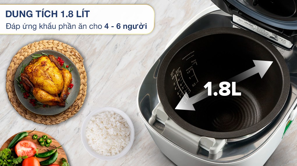Nồi cơm áp suất điện tử 1,8L Toshiba RC-18VXWVN(W)