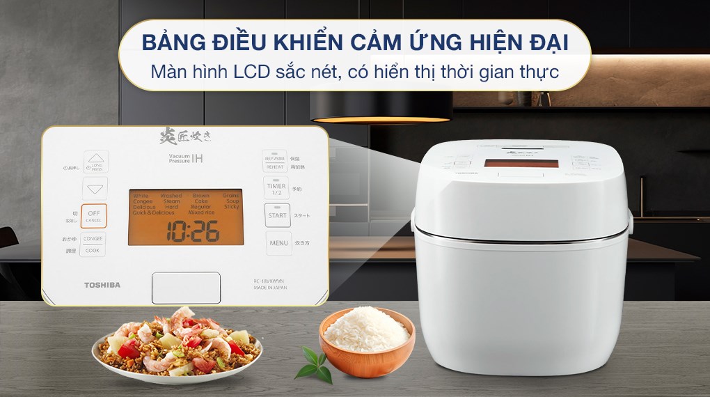Nồi cơm áp suất điện tử 1,8L Toshiba RC-18VXWVN(W)