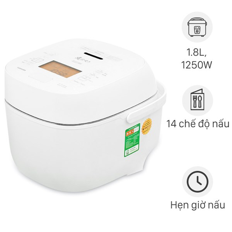 Nồi cơm áp suất điện tử 1,8L Toshiba RC-18VXWVN(W)