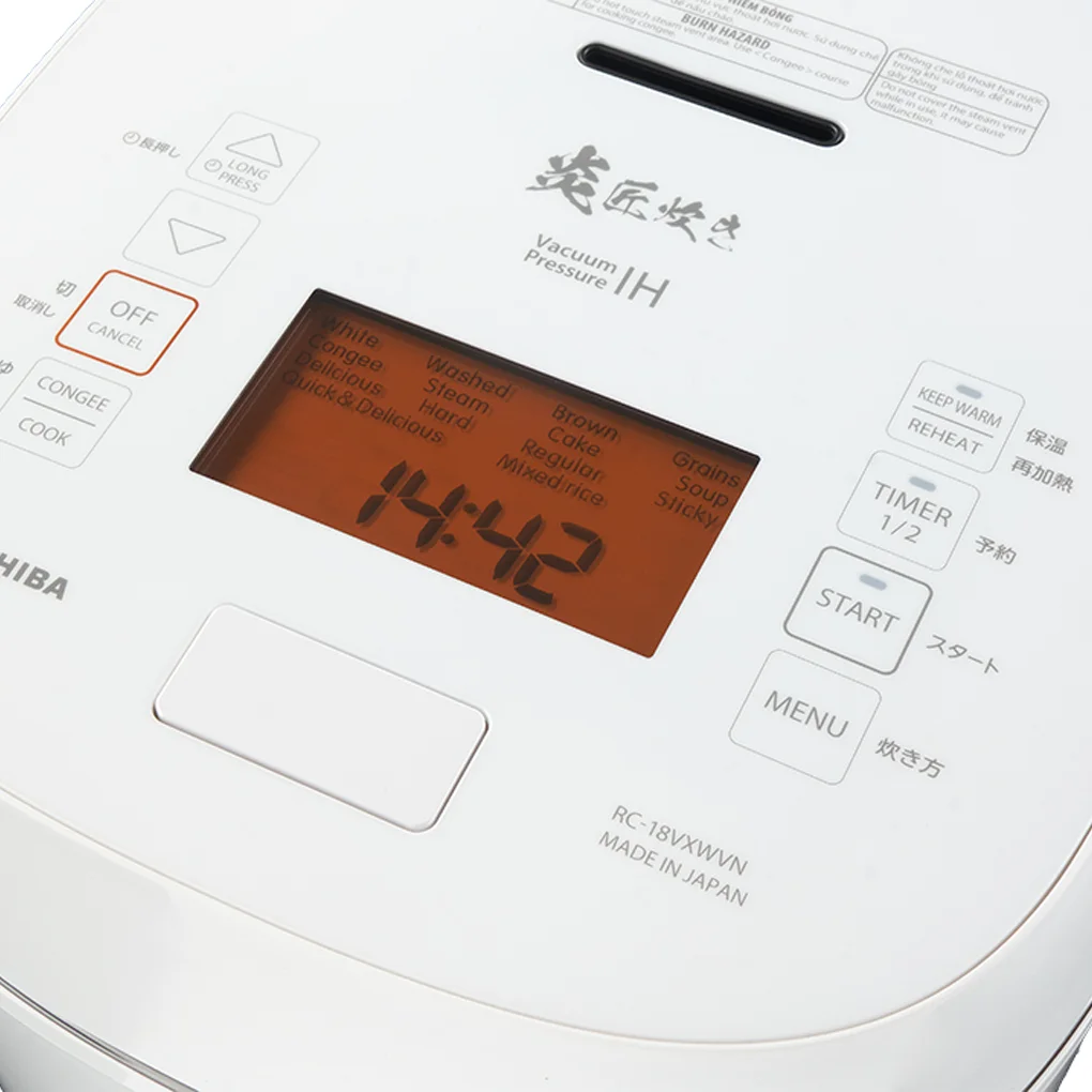Nồi cơm điện áp suất chân không Cao tần 1.8L Toshiba RC-18VXWVN(W) Nhập khẩu Nhật Bản