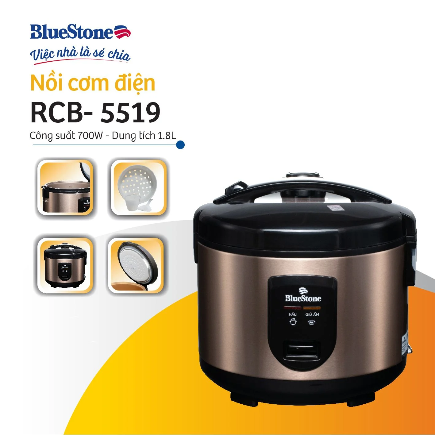 Nồi cơm điện Bluestone RCB-5519 1.8L