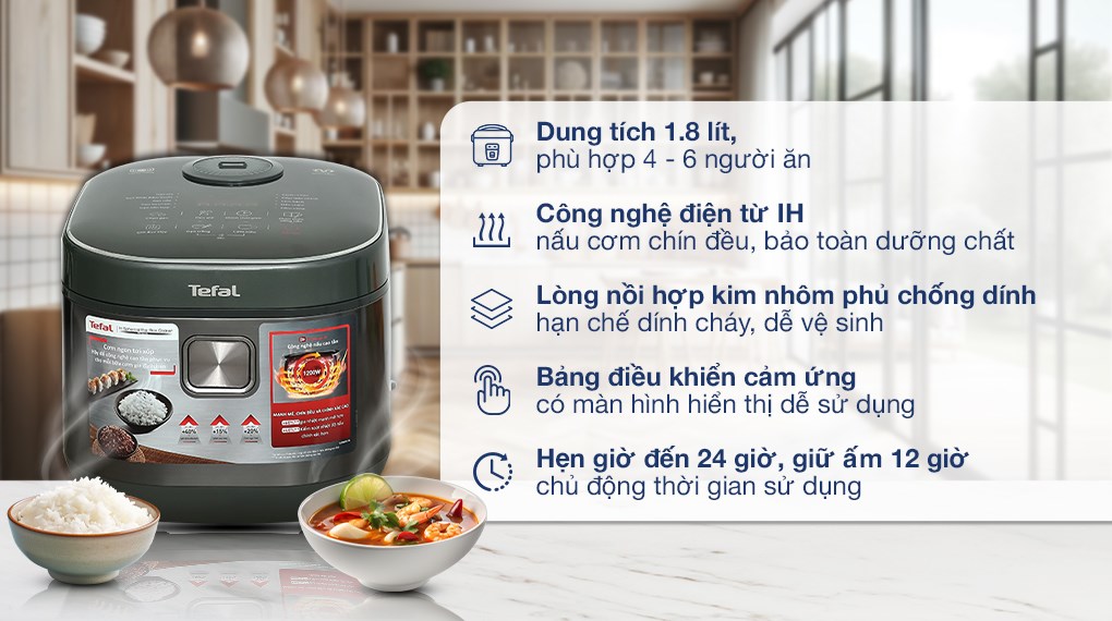 Nồi cơm điện cao tần 1,8L Tefal RK818A68