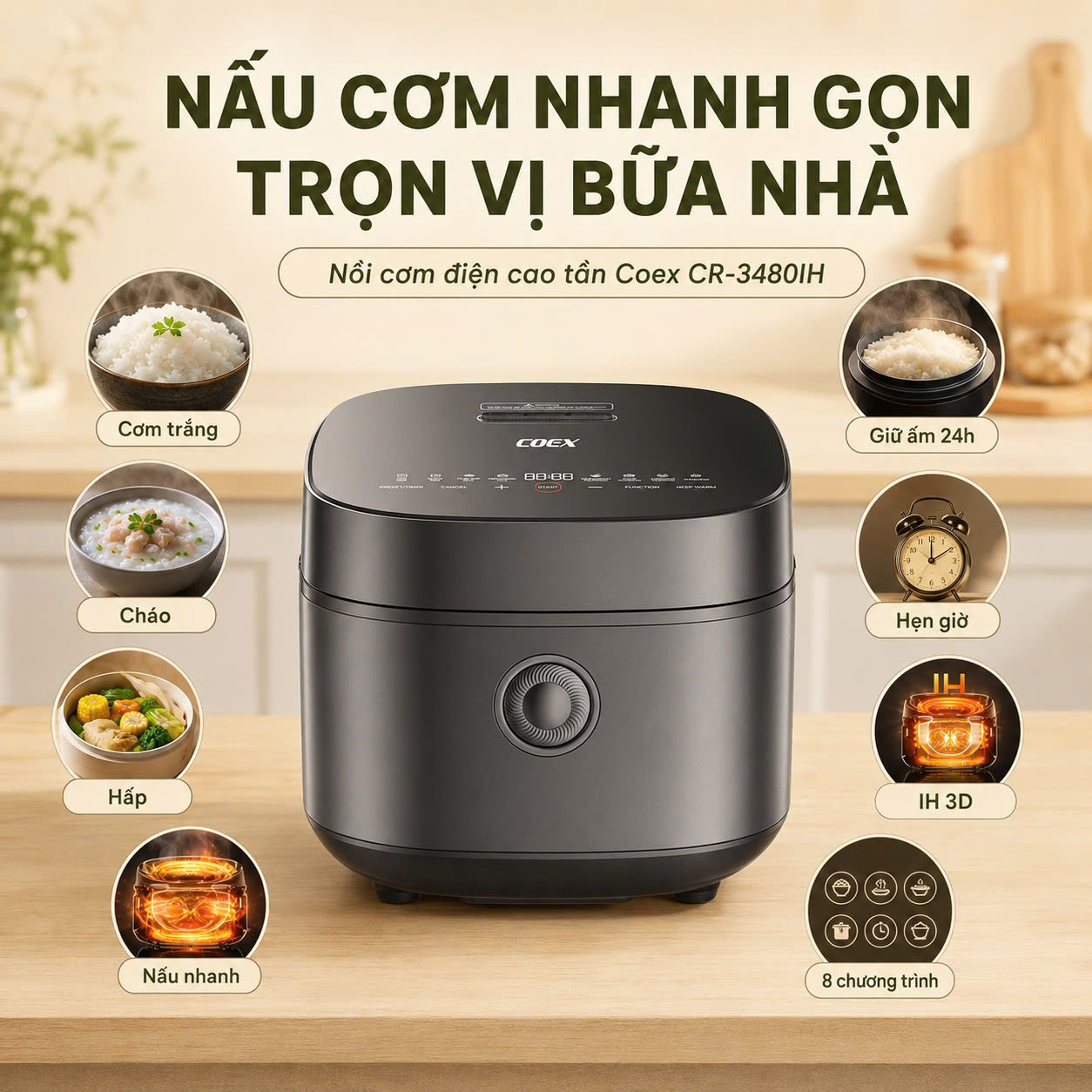 Nồi cơm điện cao tần Coex 1.5 lít CR-3480IH