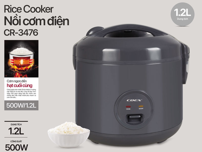 Nồi cơm điện cơ 1.2 lít Coex CR-3476