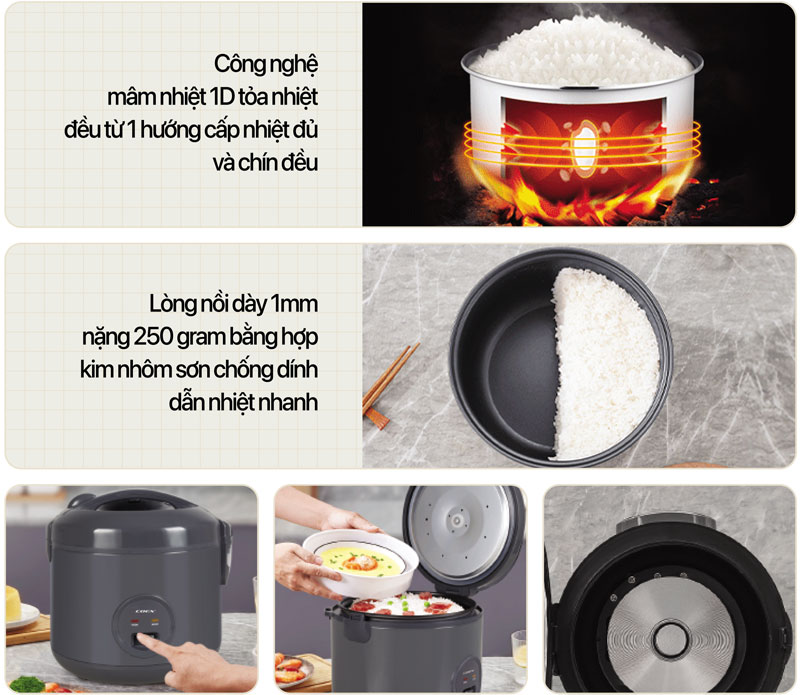 Nồi cơm điện cơ 1.2 lít Coex CR-3476