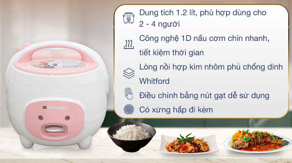 Nồi cơm điện cơ 1,2L Sunhouse SHD8217W