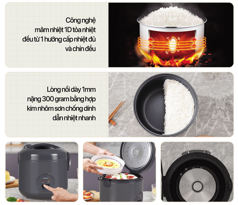 Nồi cơm điện cơ 1.8 lít Coex CR-3477