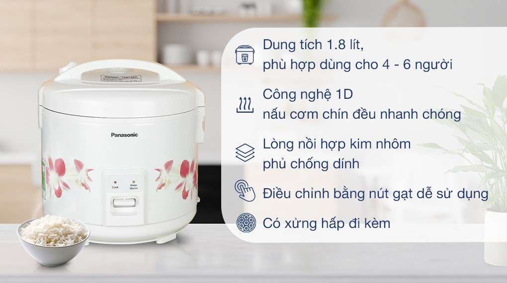 Nồi cơm điện cơ 1,8L Panasonic SR-MVN18FRAX