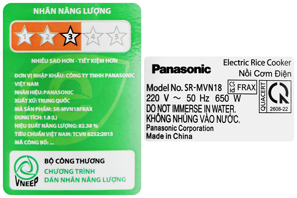 Nồi cơm điện cơ 1,8L Panasonic SR-MVN18FRAX