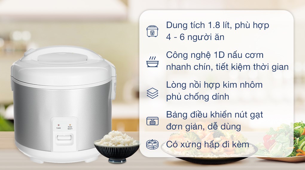 Nồi cơm điện cơ 1,8L Panasonic SR-MVN18LRAX