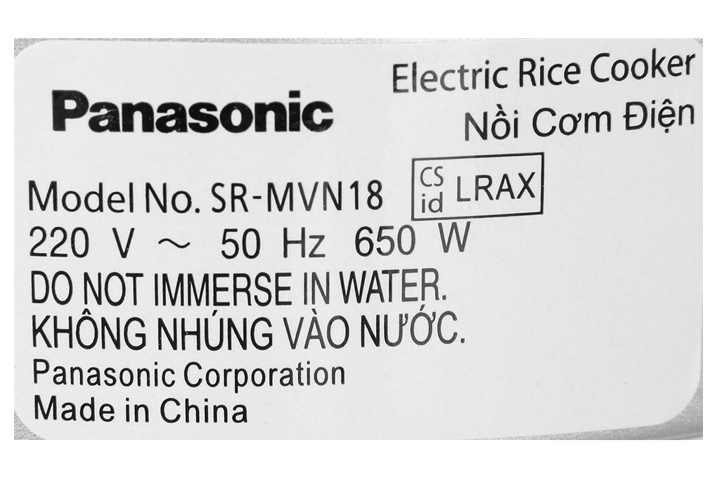 Nồi cơm điện cơ 1,8L Panasonic SR-MVN18LRAX