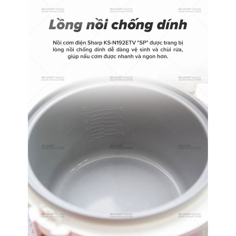 Nồi cơm điện 1,8L Sharp KS-N192ETV SP- Thailand
