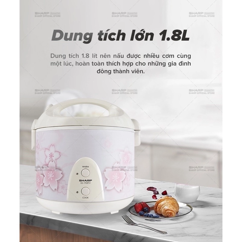 Nồi cơm điện 1,8L Sharp KS-N192ETV SP- Thailand