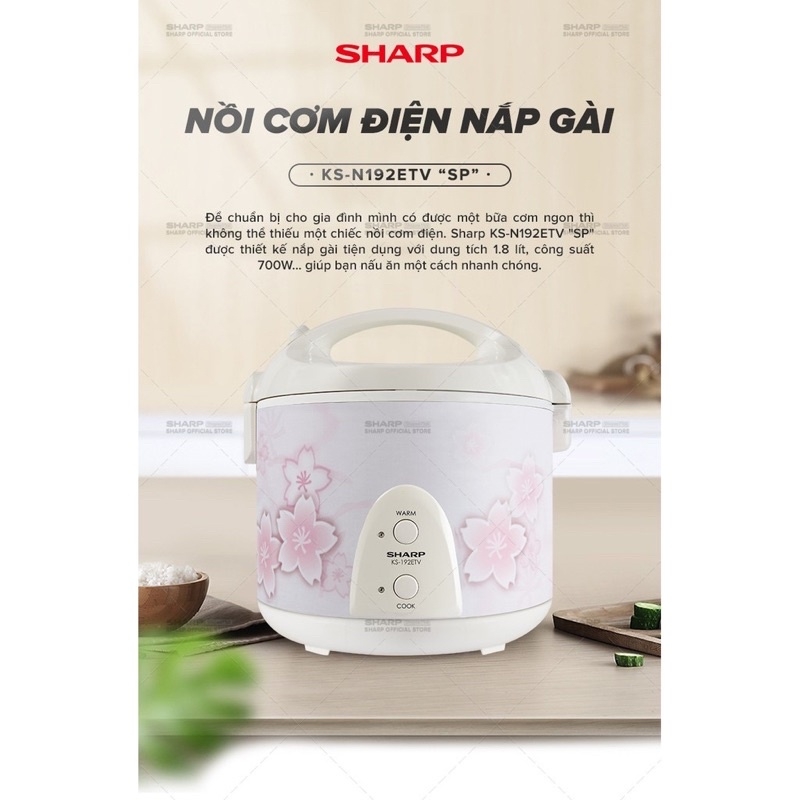 Nồi cơm điện 1,8L Sharp KS-N192ETV SP- Thailand