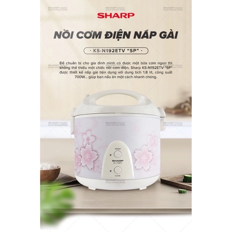 Nồi cơm điện 1,8L Sharp KS-N192ETV SP- Thailand