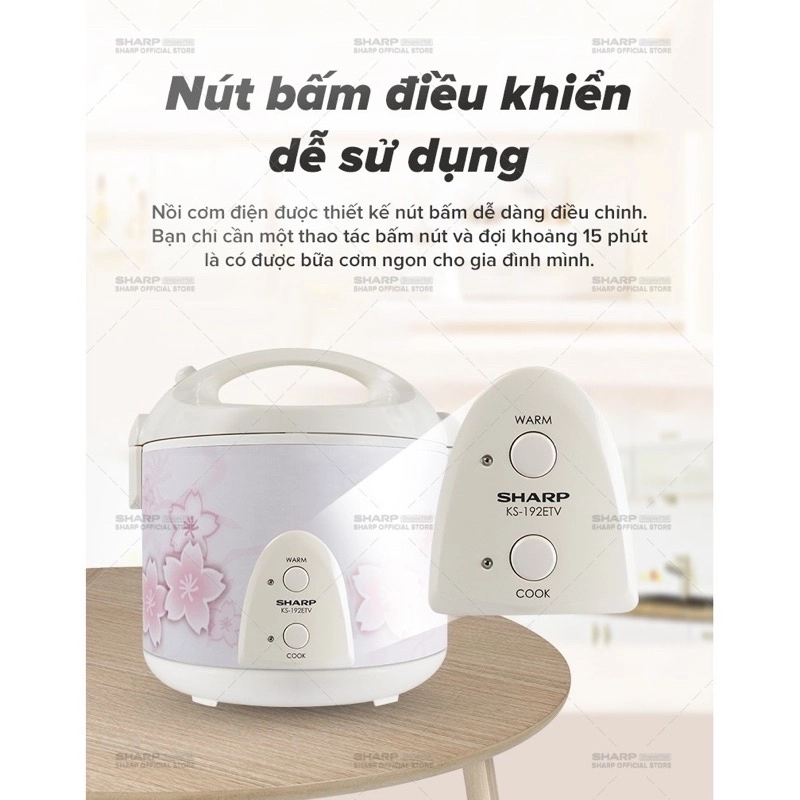 Nồi cơm điện 1,8L Sharp KS-N192ETV SP- Thailand