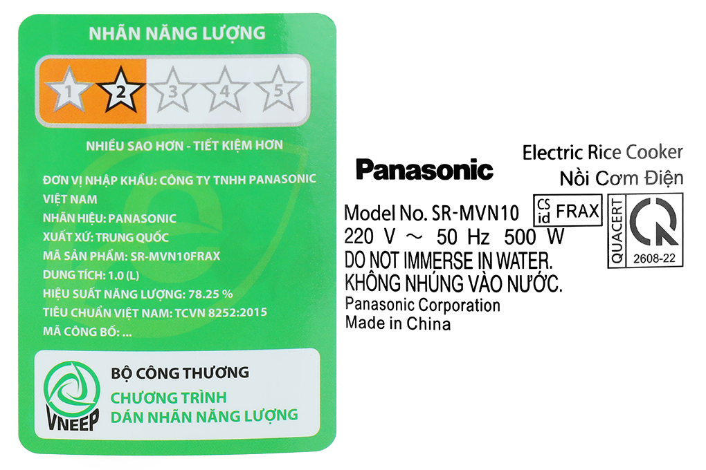 Nồi cơm điện cơ 1L Panasonic SR-MVN10FRAX